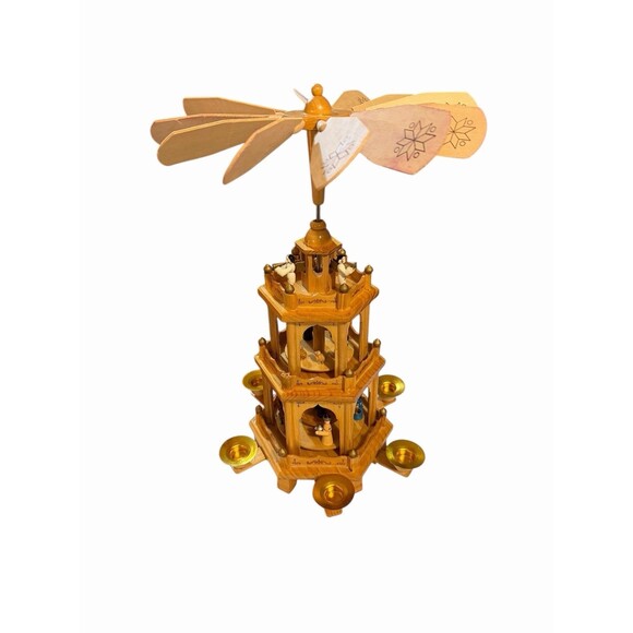 Vintage Christmas Nativity Weihnachts Pyramide 4 Tier 19" H Complete Wooden 7961 - Picture 5 of 10